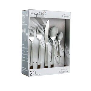 MegaChef Cravat 20 Piece Flatware Utensil Set Stainless Steel Silverware Metal S